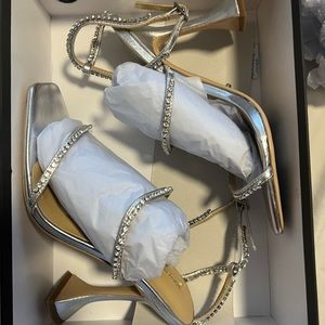 Tony Bianco Shy silver nappa metallic heels 7.5